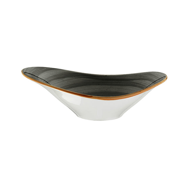 Porcelain Space 11" x 7.5" x h:3.5" 25 oz. Oval Grey Porcelain Bowl - Case Pack: 6