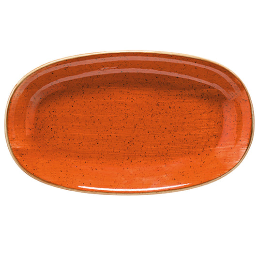 Porcelain Terracota 13" x 7.5" x h:1.5" Oval Terracotta Porcelain Platter - Case Pack: 6