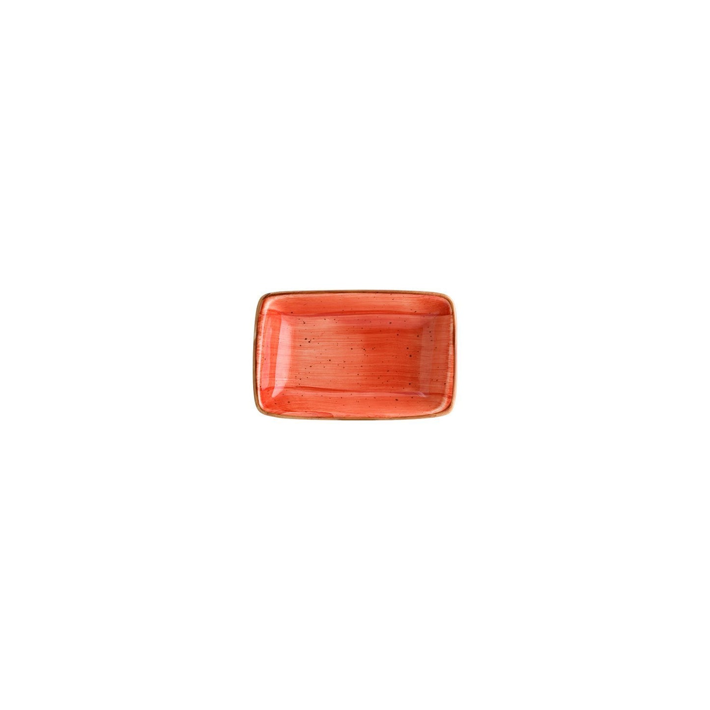 Turgla Vitrified Terracota 6" x 3.75" x h:1.25" 6 oz. Rectangular Terracotta Vitrified Deep Plate - Case Pack: 12