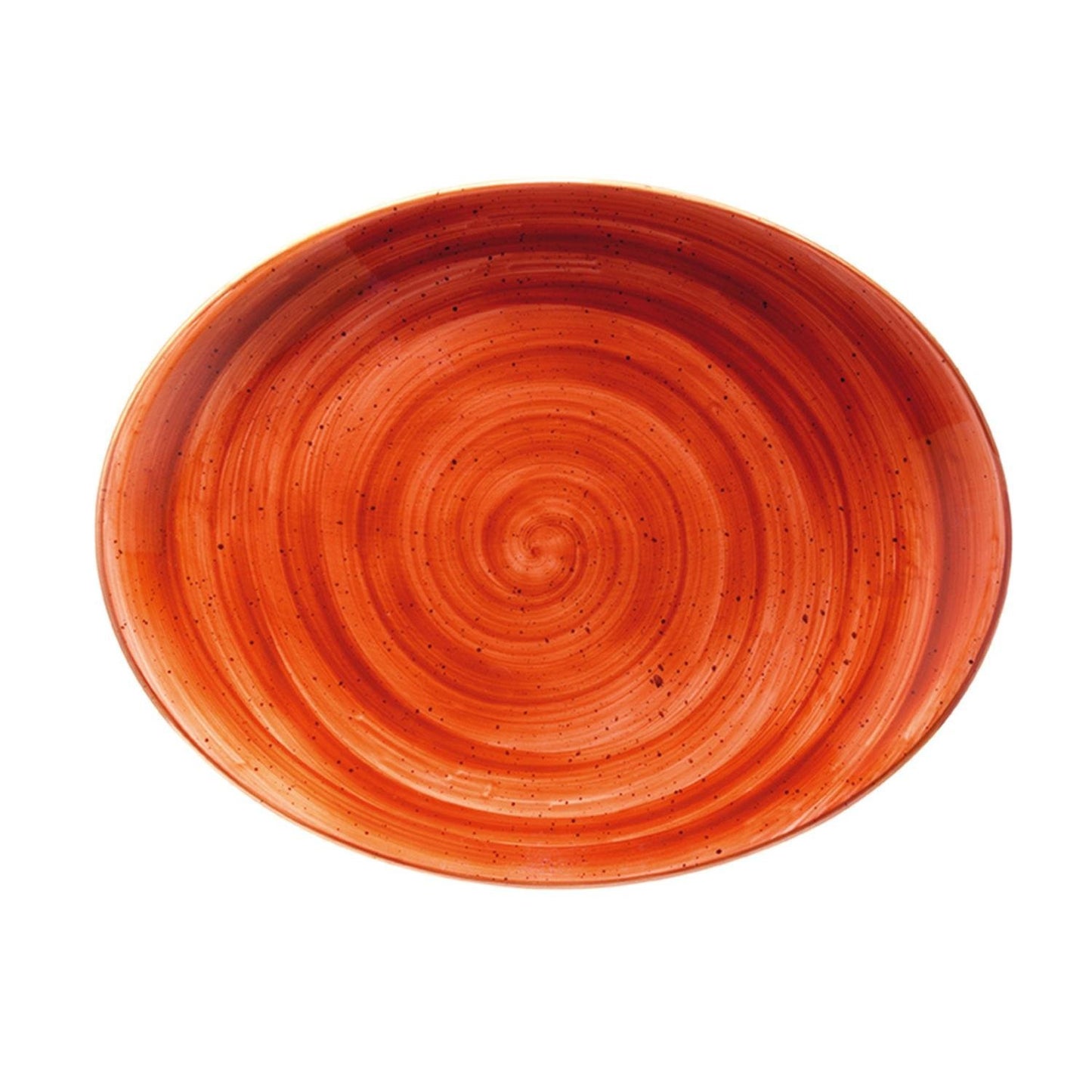 Turgla Vitrified Terracota 12.25" x 9.5" x h:1" Oval Terracotta Vitrified Platter - Case Pack: 6