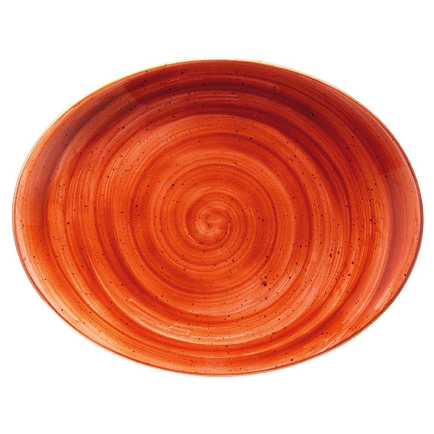 Turgla Vitrified Terracota 14.25" x 11" x h:1.25" Oval Terracotta Vitrified Platter - Case Pack: 6
