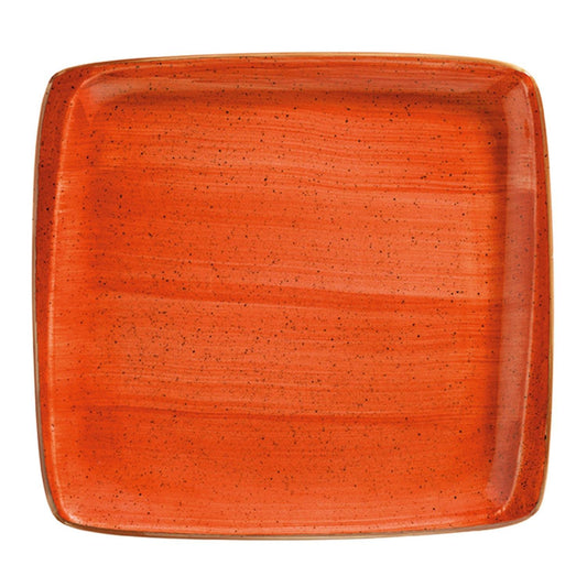 Turgla Vitrified Terracota 12.75" x 12" x h:0.75" Square Terracotta Vitrified Platter - Case Pack: 6