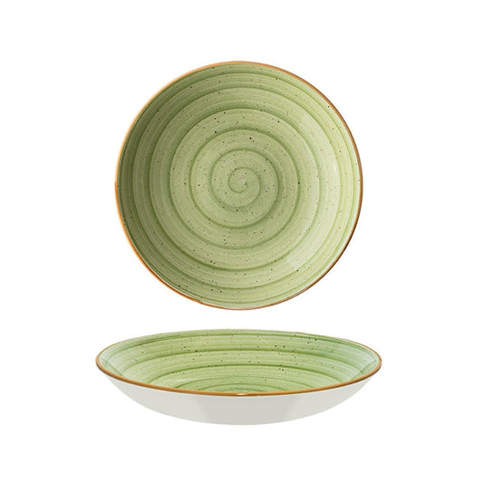 Turgla Vitrified Therapy dia.9" h:2" 34 oz. Round Green Vitrified Bowl - Case Pack: 6