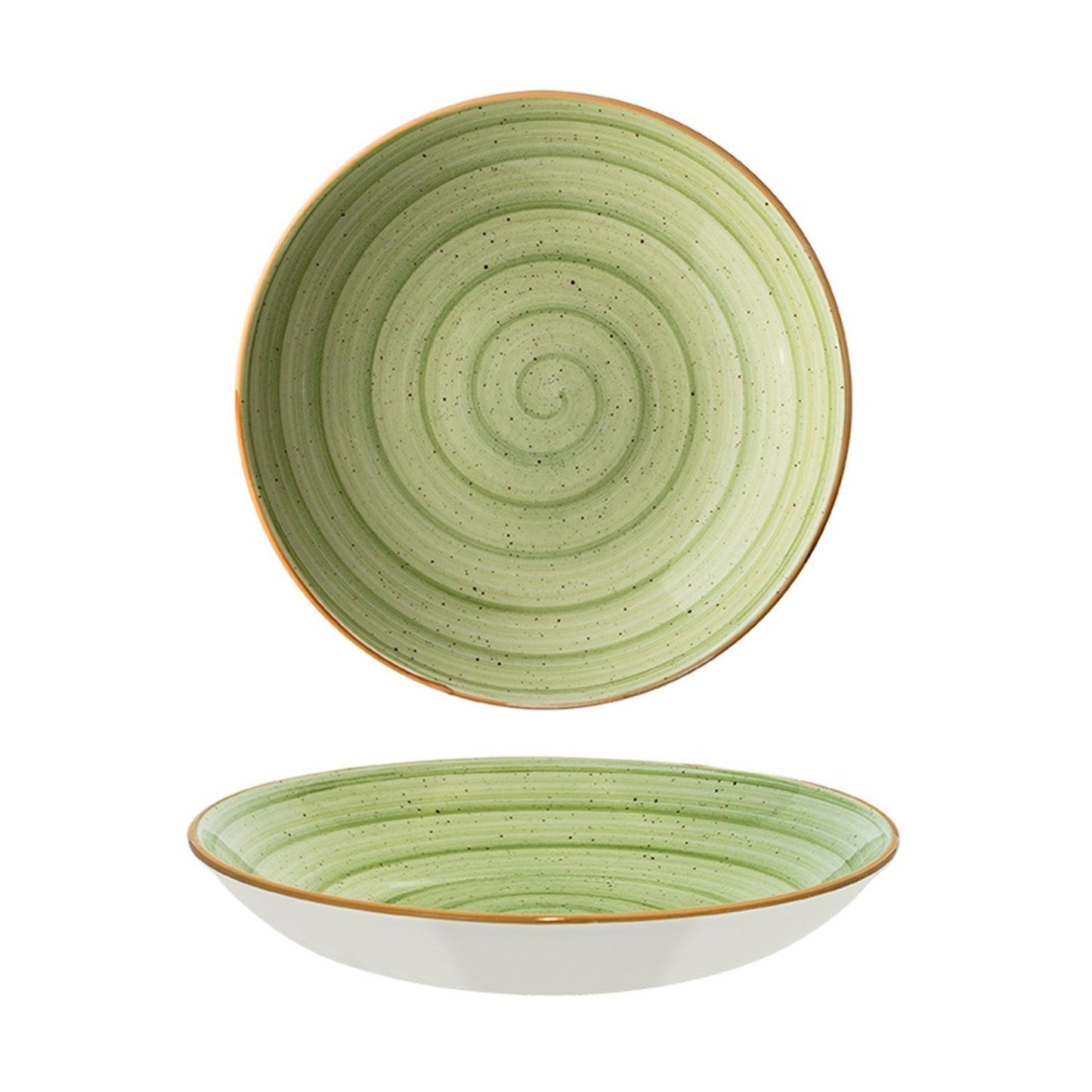 Turgla Vitrified Therapy dia.10" h:2" 44 oz. Round Green Vitrified Bowl - Case Pack: 6