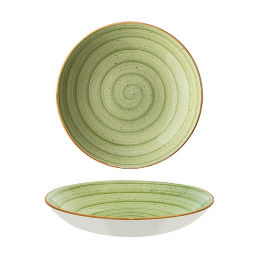 Turgla Vitrified Therapy dia.10" h:2" 44 oz. Round Green Vitrified Bowl - Case Pack: 6