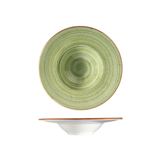 Porcelain Therapy dia.11" h:2.5" 14 oz. Round Green Porcelain Bowl - Case Pack: 6