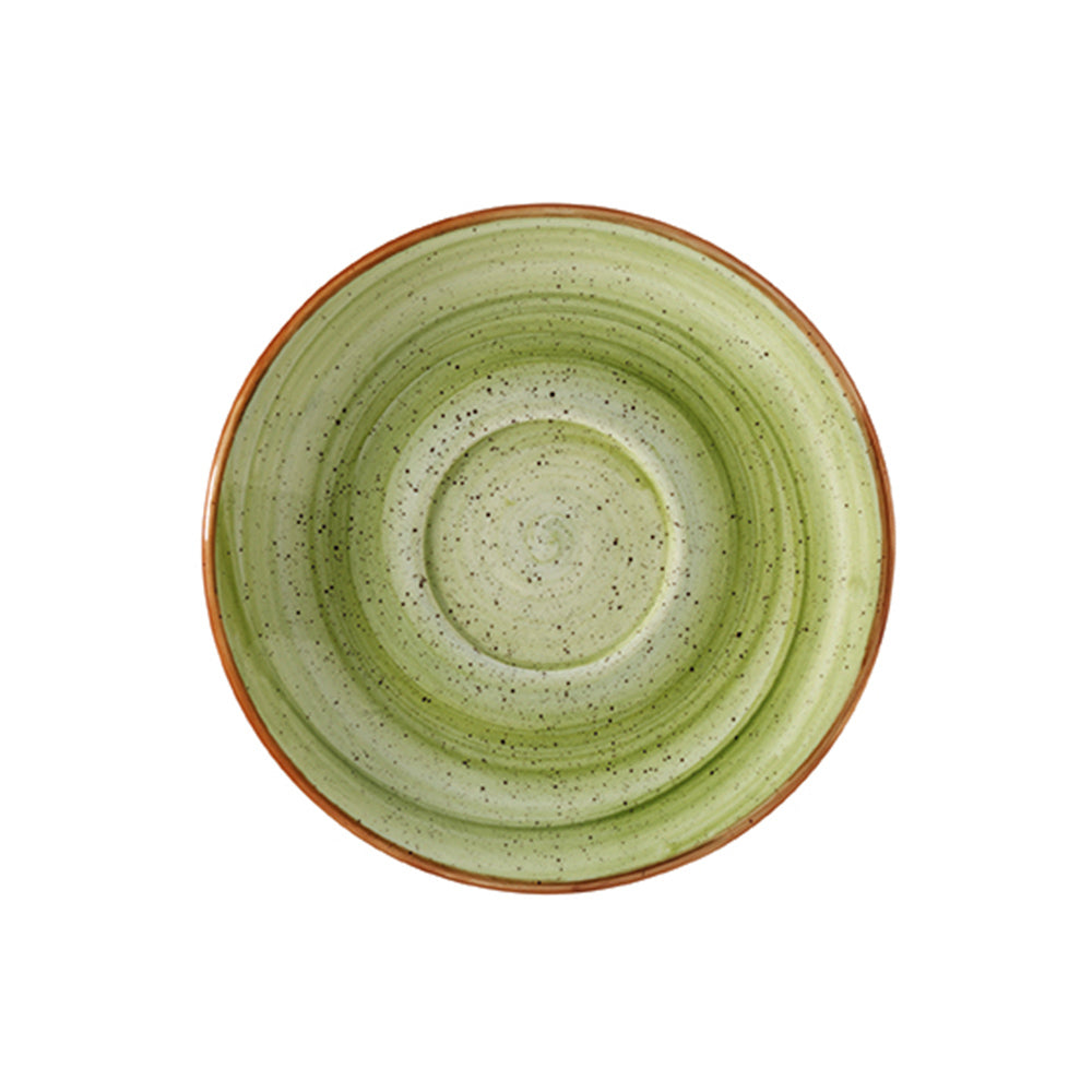 Porcelain Therapy dia.6" Round Green Porcelain Saucer - Case Pack: 6