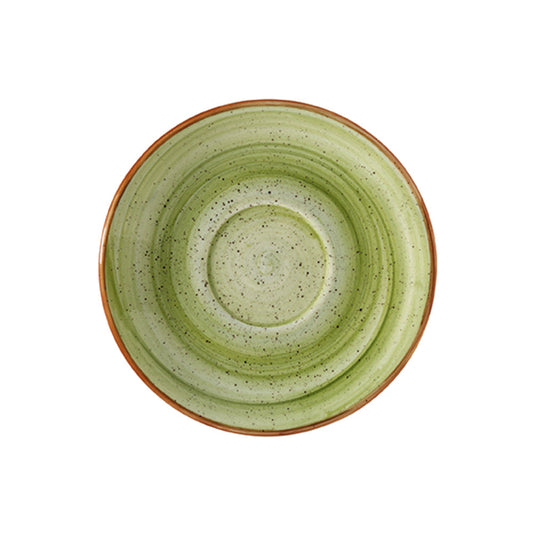 Porcelain Therapy dia.6" Round Green Porcelain Saucer - Case Pack: 6