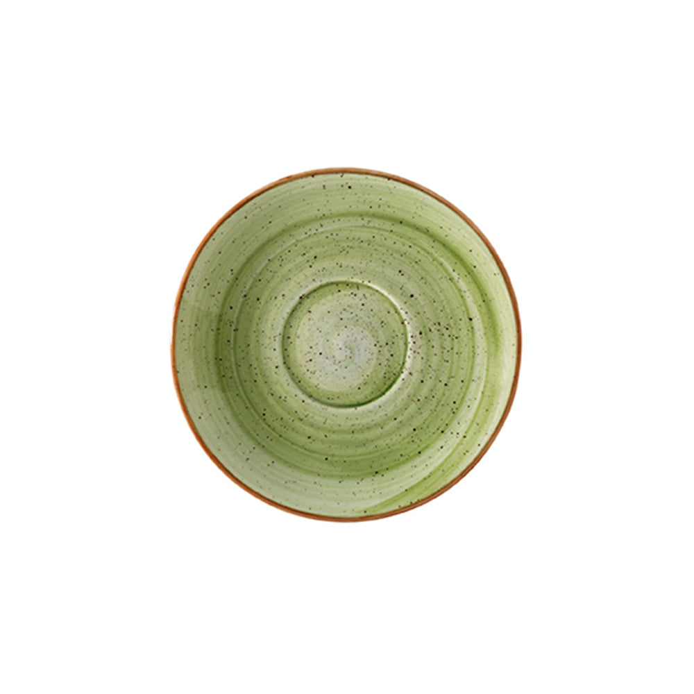 Porcelain Therapy dia.5" Round Green Porcelain Saucer - Case Pack: 6