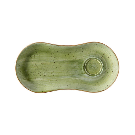 Turgla Vitrified Therapy 10" x 4.75" Oval Green Vitrified Saucer - Case Pack: 12