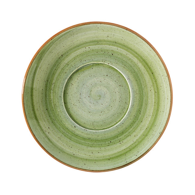 Porcelain Therapy dia.6.75" Round Green Porcelain Saucer - Case Pack: 12