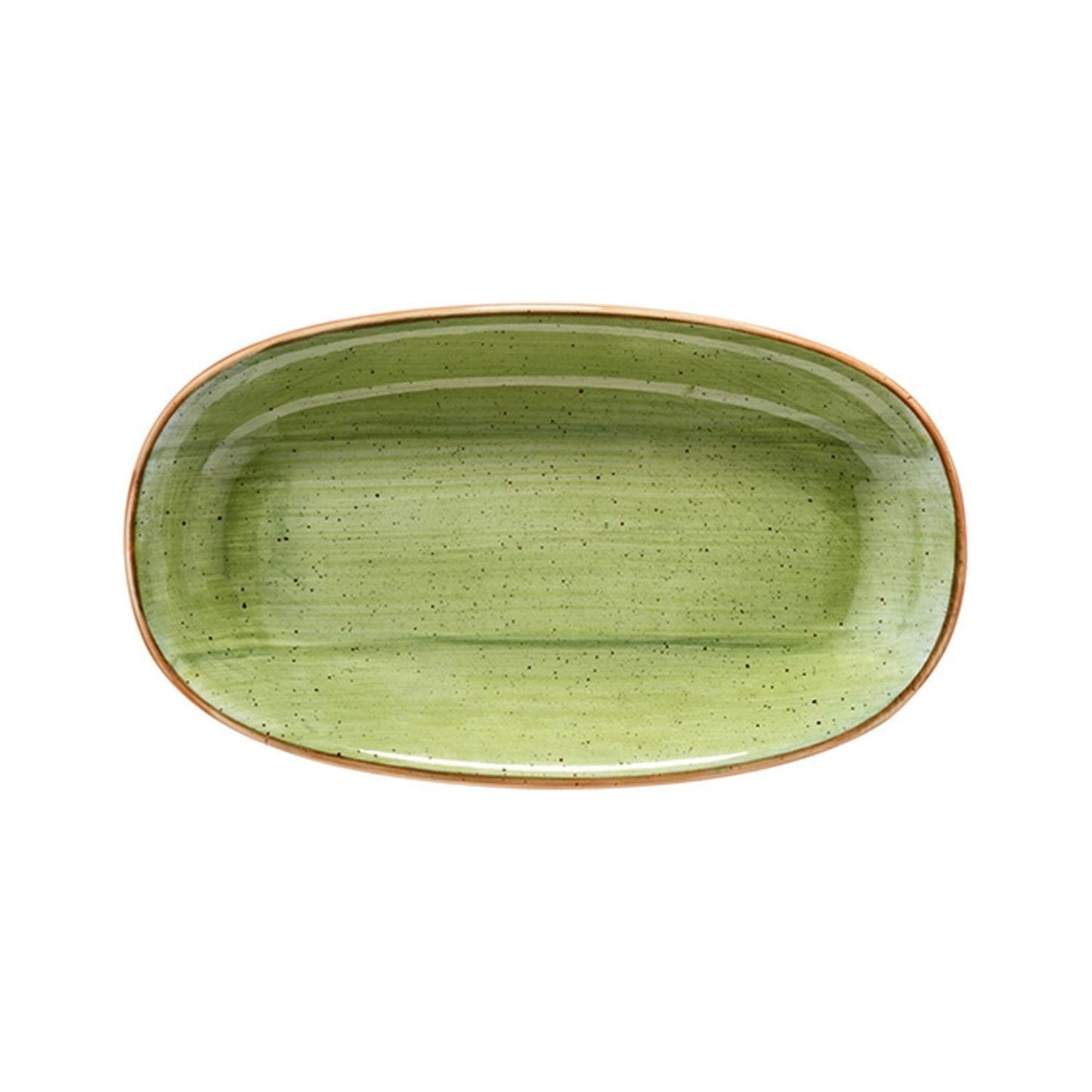 Therapy 7.5" x 4.25" x h:1" Oval Green Vitrified Platter