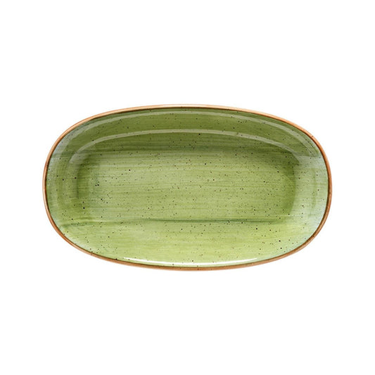 Therapy 9.5" x 5.5" x h:1.25" Oval Green Vitrified Platter