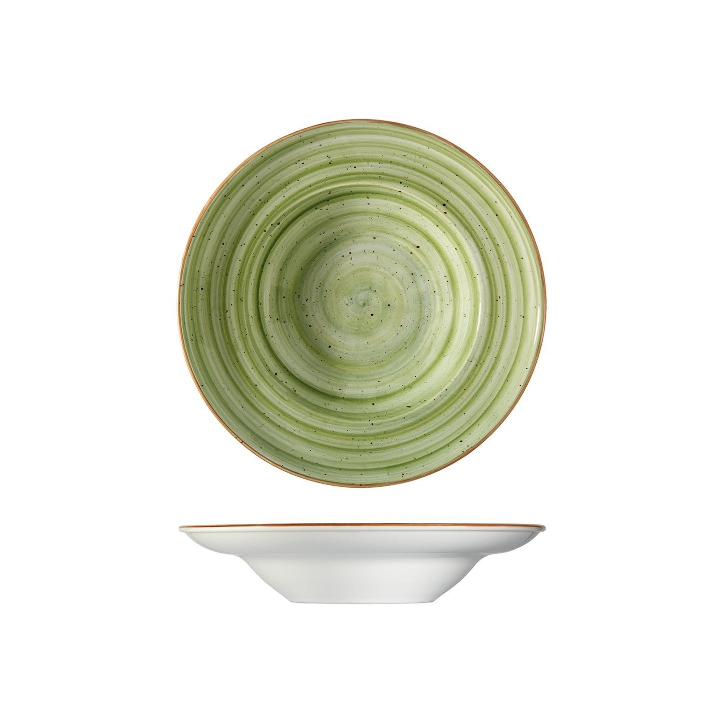 Turgla Vitrified Therapy dia.10.75" h:2.25" 16 oz. Round Green Vitrified Bowl - Case Pack: 6