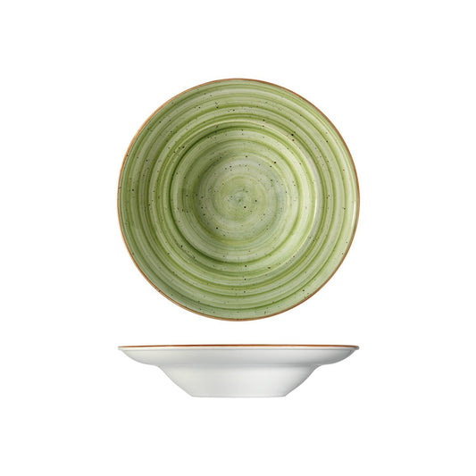 Turgla Vitrified Therapy dia.10.75" h:2.25" 16 oz. Round Green Vitrified Bowl - Case Pack: 6