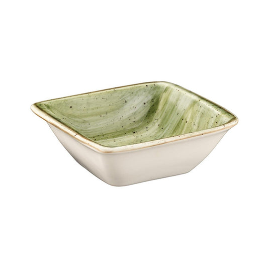 Turgla Vitrified Therapy 3.5" x 3.5" x h:1.25" 1 oz. Square Green Vitrified Ramekin - Case Pack: 24