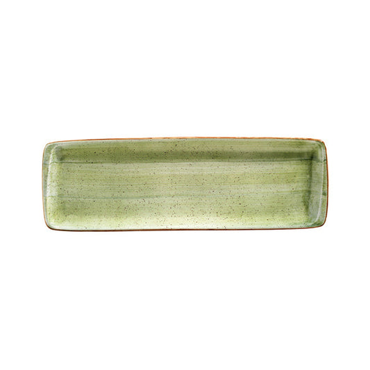 Porcelain Therapy 19" x 6.25" x h:1" Rectangular Green Porcelain Platter - Case Pack: 6