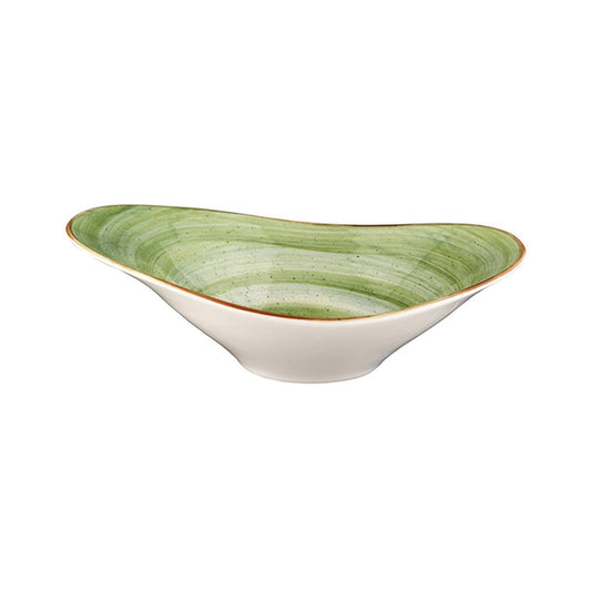 Turgla Vitrified Therapy 11" x 7.5" x h:3.5" 25 oz. Oval Green Vitrified Bowl - Case Pack: 6