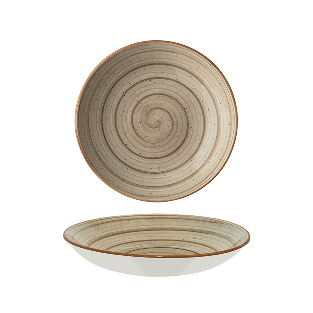 Porcelain Terrain dia.9" h:2" 34 oz. Round Brown Porcelain Bowl - Case Pack: 6