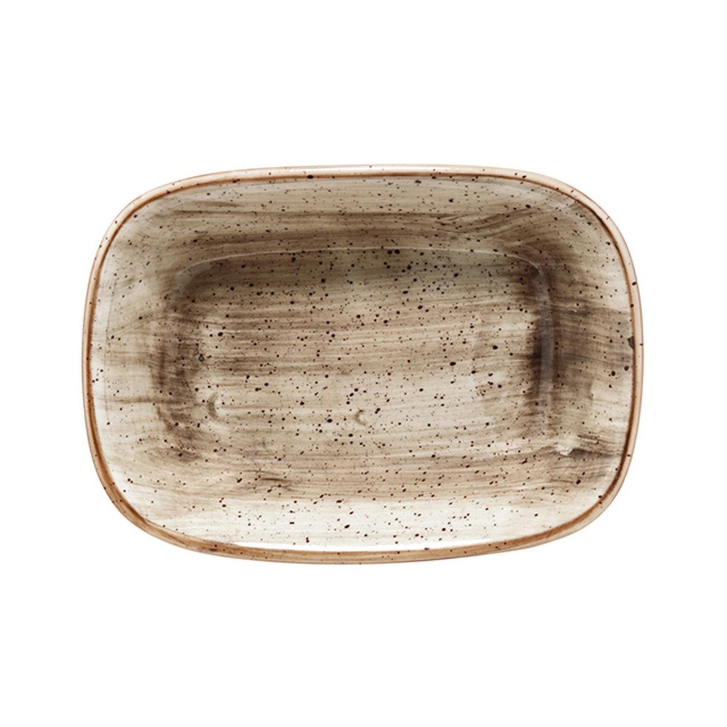 Terrain 4.75" x 3.25" x h:1" 4 oz. Rectangular Brown Vitrified Deep Plate