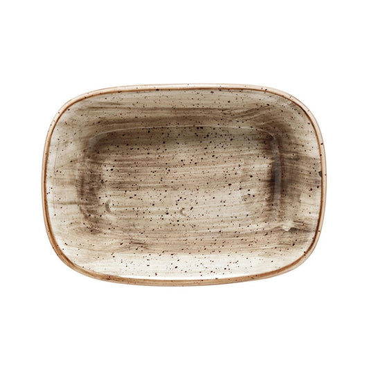 Terrain 4.75" x 3.25" x h:1" 4 oz. Rectangular Brown Vitrified Deep Plate