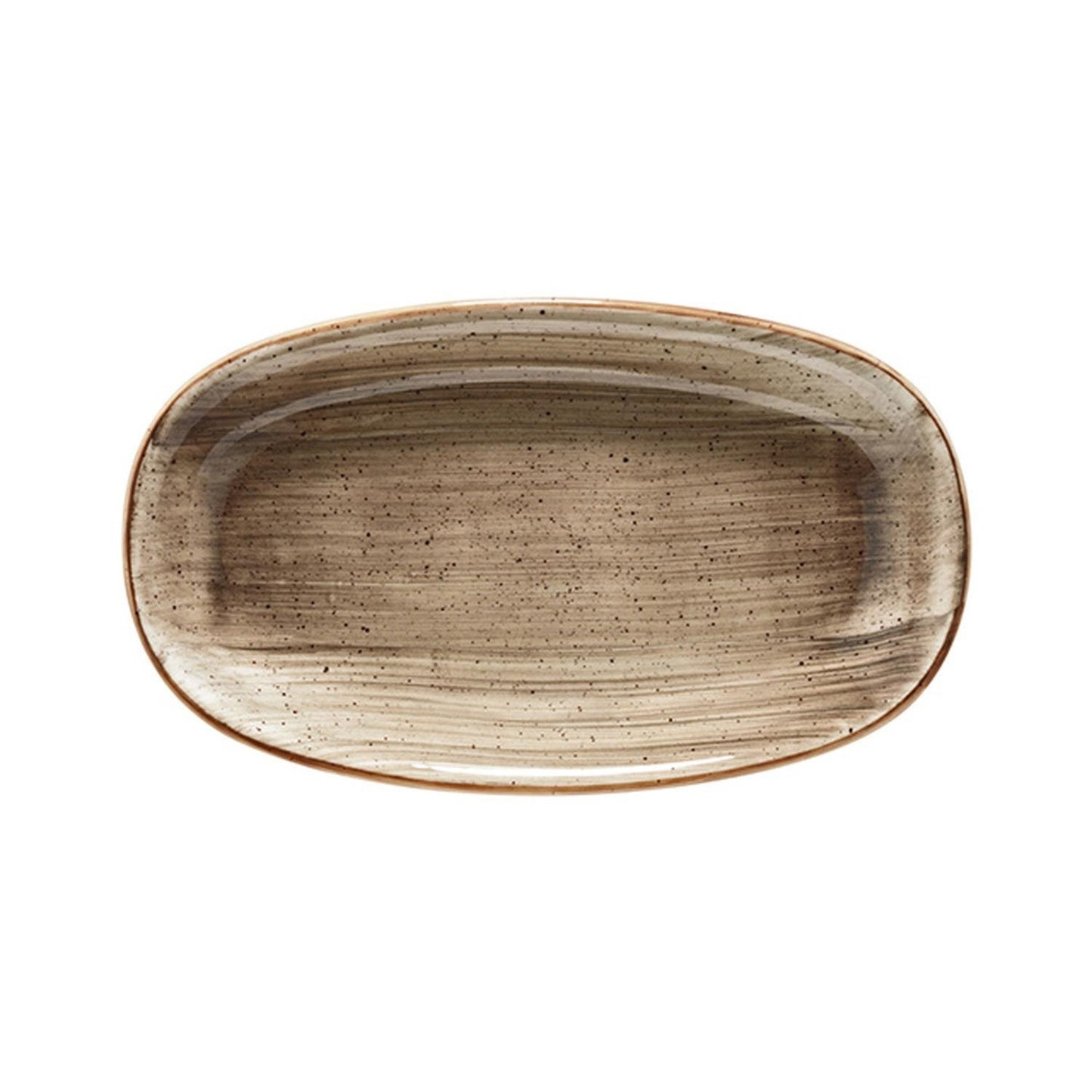 Turgla Vitrified Terrain 7.5" x 4.25" x h:1" Oval Brown Vitrified Platter - Case Pack: 12