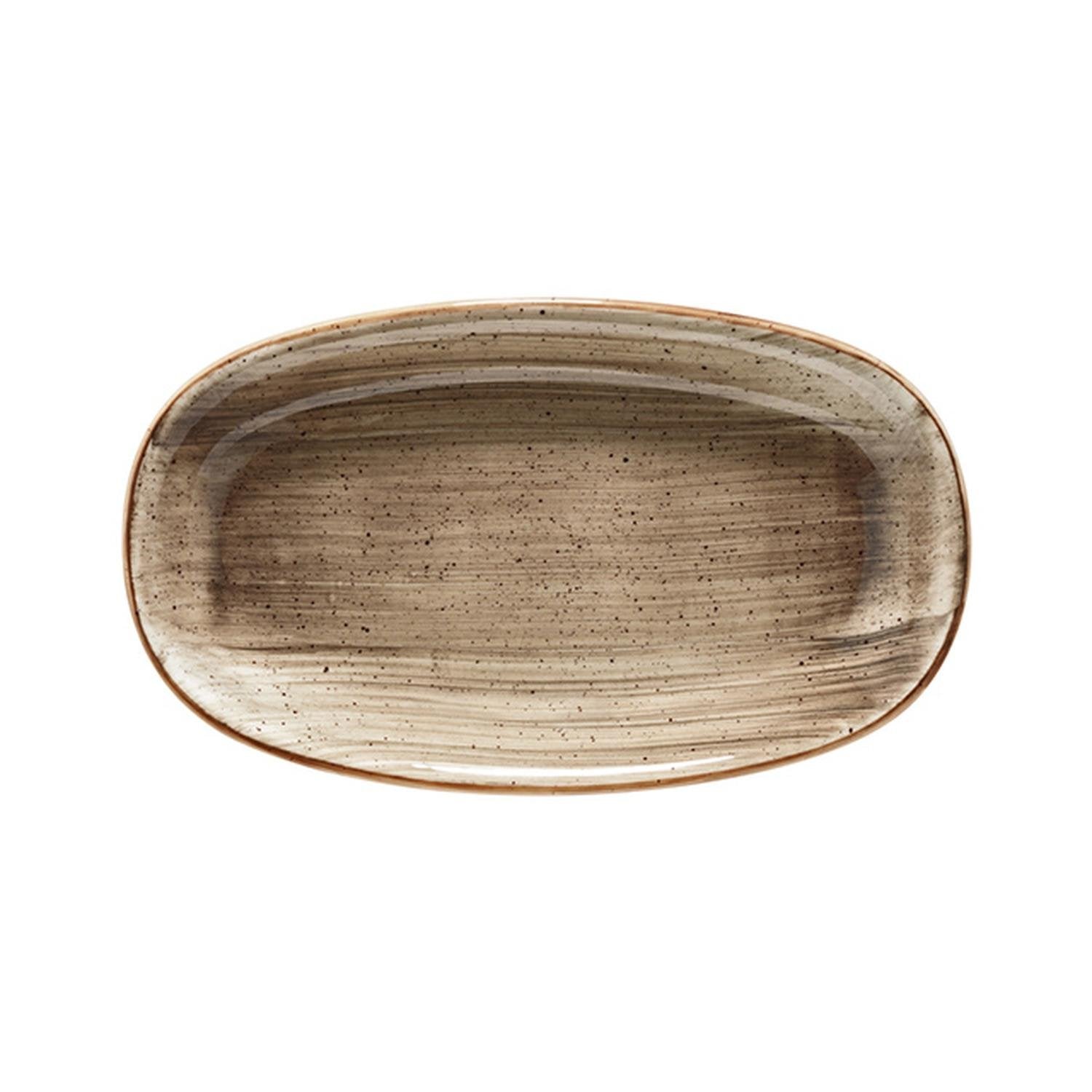 Terrain 9.5" x 5.5" x h:1.25" Oval Brown Vitrified Platter