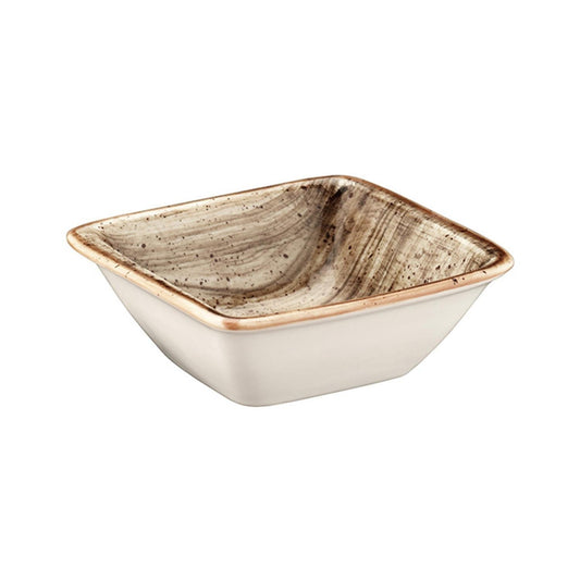 Turgla Vitrified Terrain 3.5" x 3.5" x h:1.25" 1 oz. Square Brown Vitrified Ramekin - Case Pack: 24