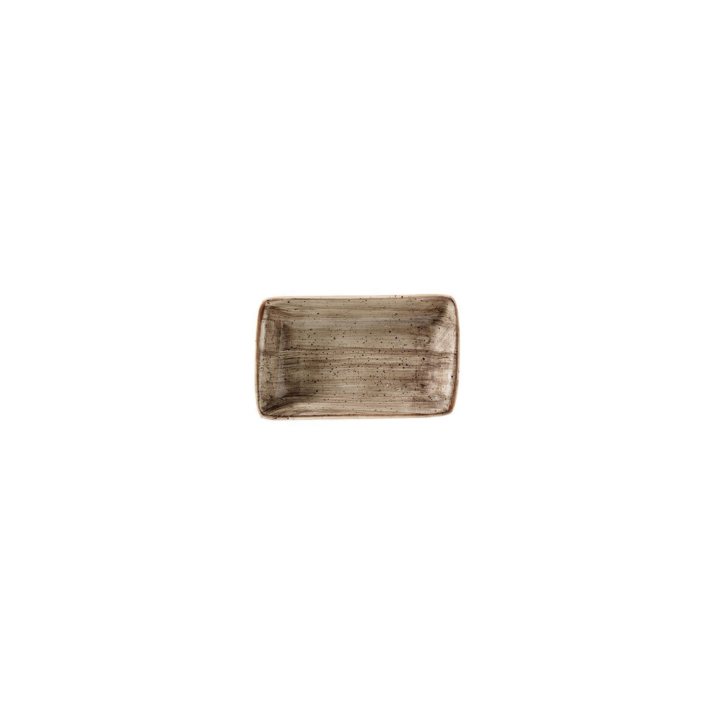Terrain 6" x 3.75" x h:1.25" 6 oz. Rectangular Brown Vitrified Deep Plate