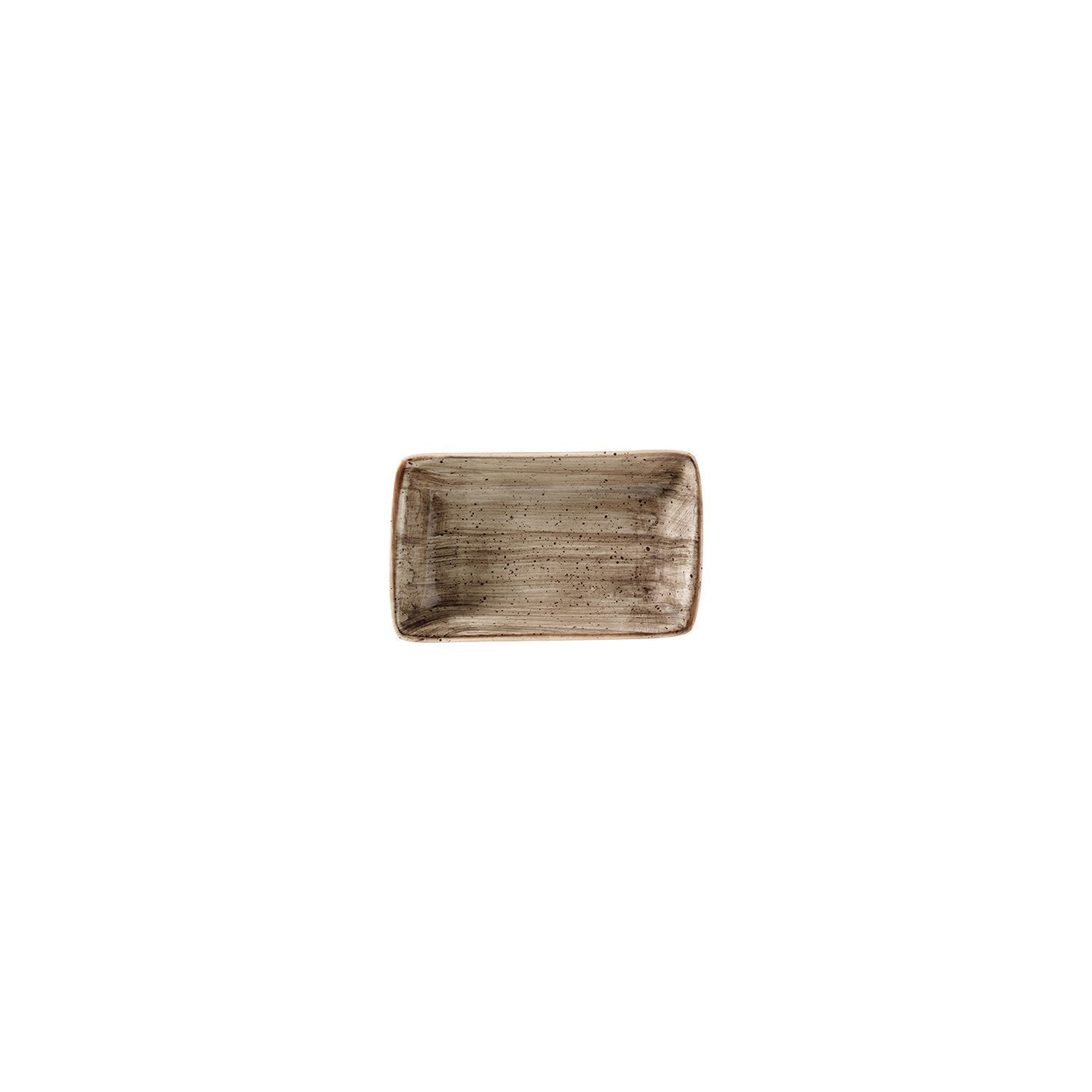 Terrain 6" x 3.75" x h:1.25" 6 oz. Rectangular Brown Vitrified Deep Plate