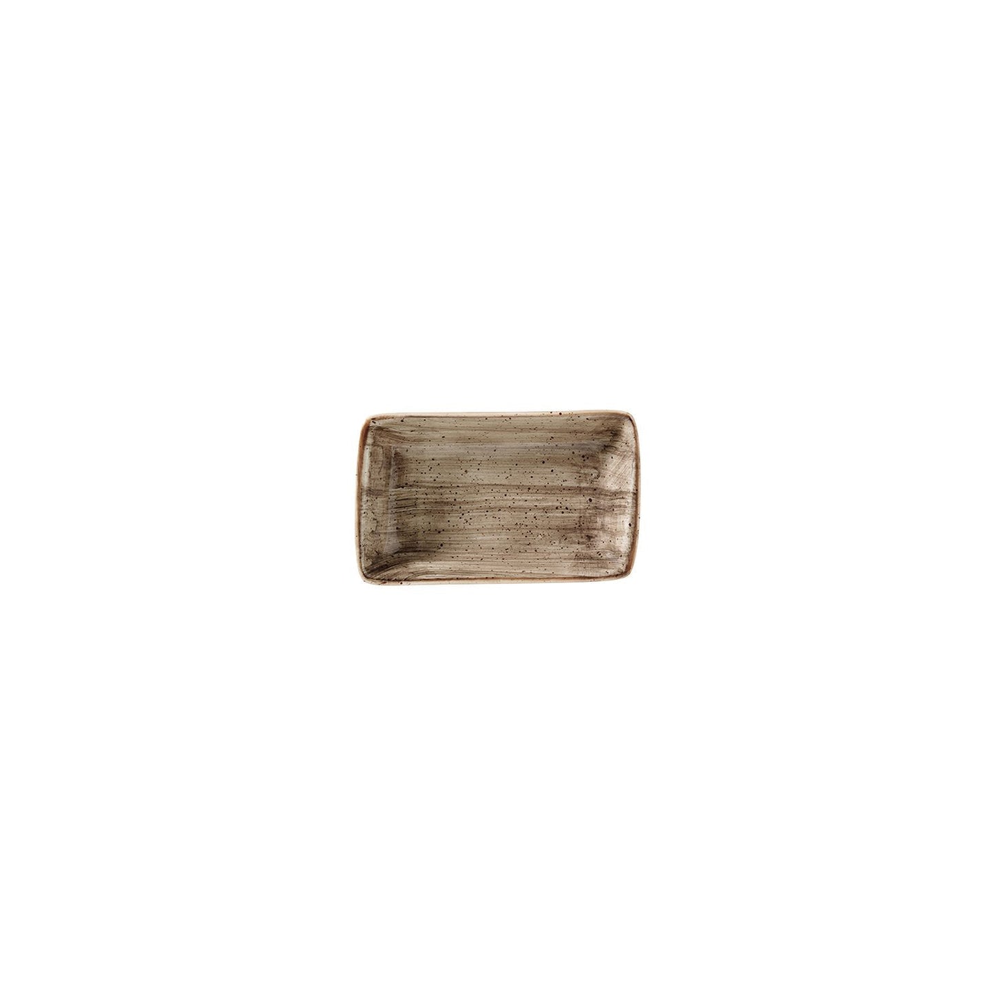 Porcelain Terrain 6" x 3.75" x h:1.25" 6 oz. Rectangular Brown Porcelain Deep Plate - Case Pack: 12