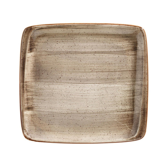 Turgla Vitrified Terrain 10.5" x 10" Square Brown Vitrified Plate - Case Pack: 6