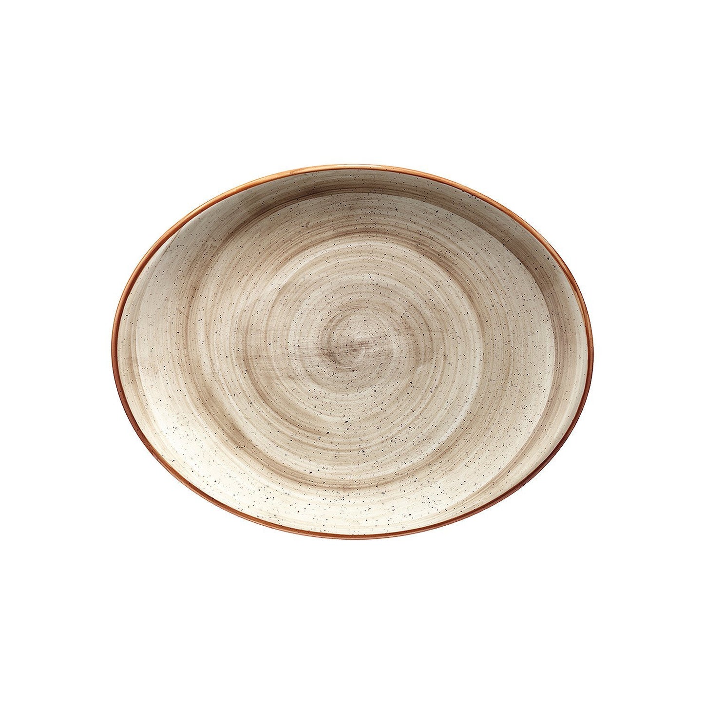Turgla Vitrified Terrain 14.25" x 11" x h:1.25" Oval Brown Vitrified Platter - Case Pack: 6