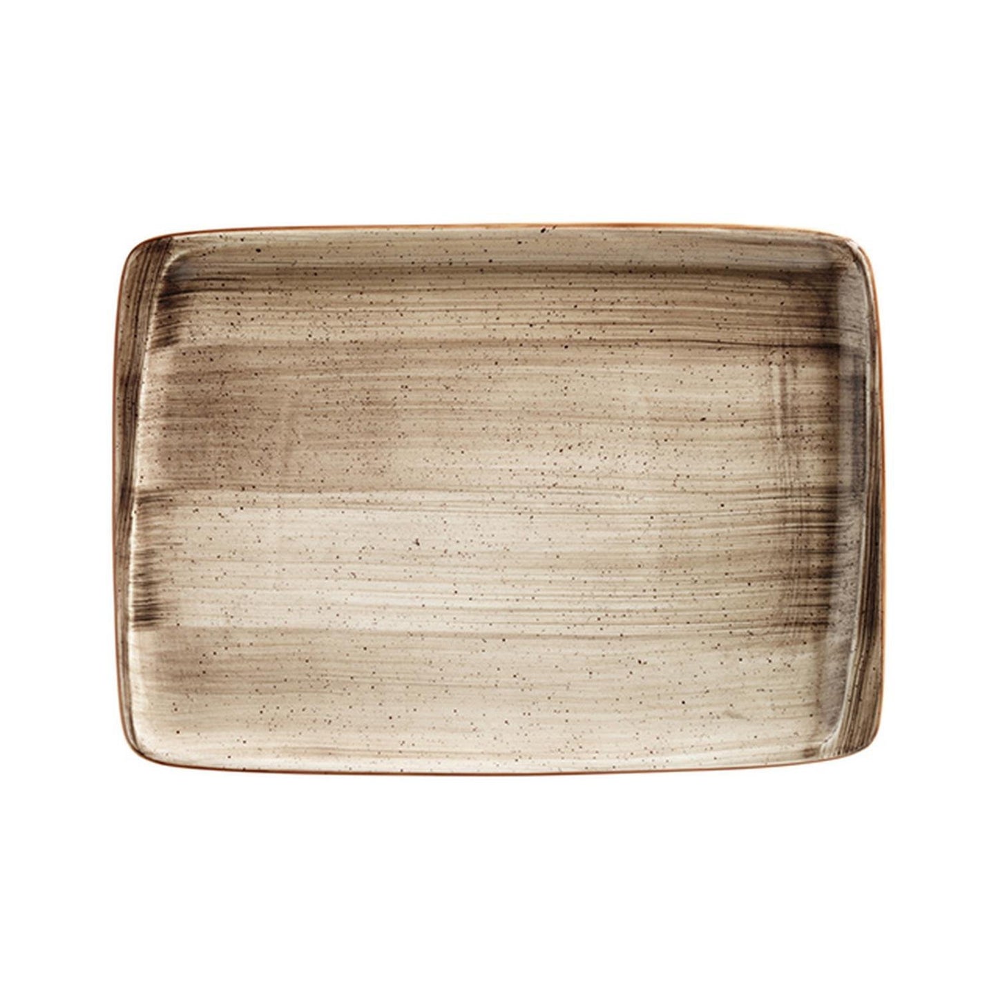 Turgla Vitrified Terrain 14.25" x 10.25" x h:0.75" Rectangular Brown Vitrified Platter - Case Pack: 6