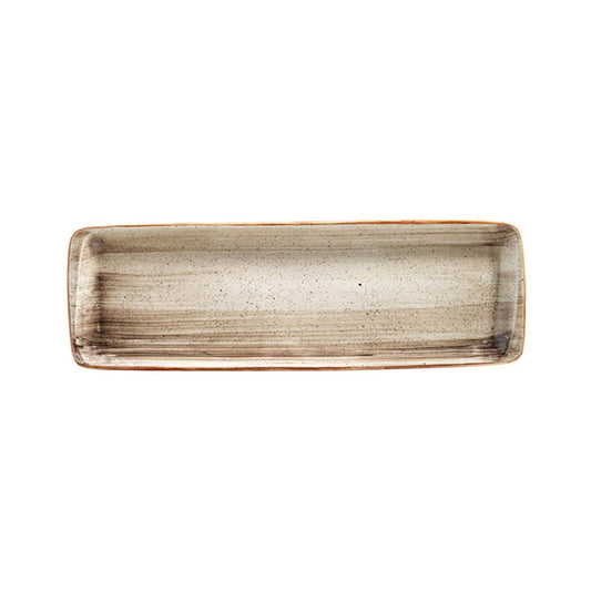 Turgla Vitrified Terrain 19" x 6.25" x h:1" Rectangular Brown Vitrified Platter - Case Pack: 6
