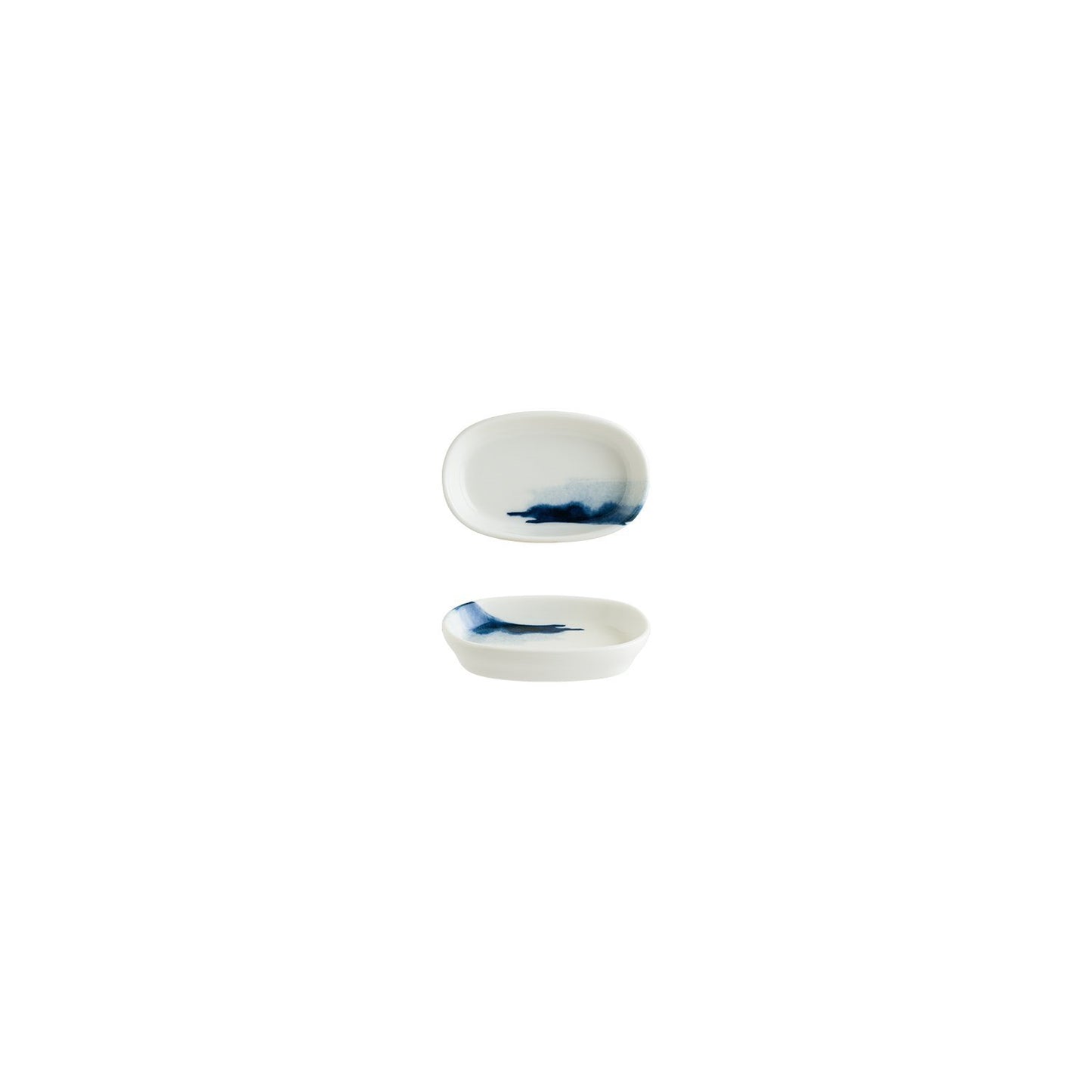 Blue Wave 4" x 2.5" x h:0.75" Oval Decorated Vitrified Platter