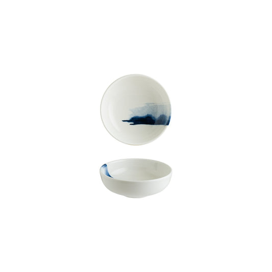 Porcelain Blue Wave dia.5.5" h:2" 15 oz. Round Decorated Porcelain Bowl - Case Pack: 12