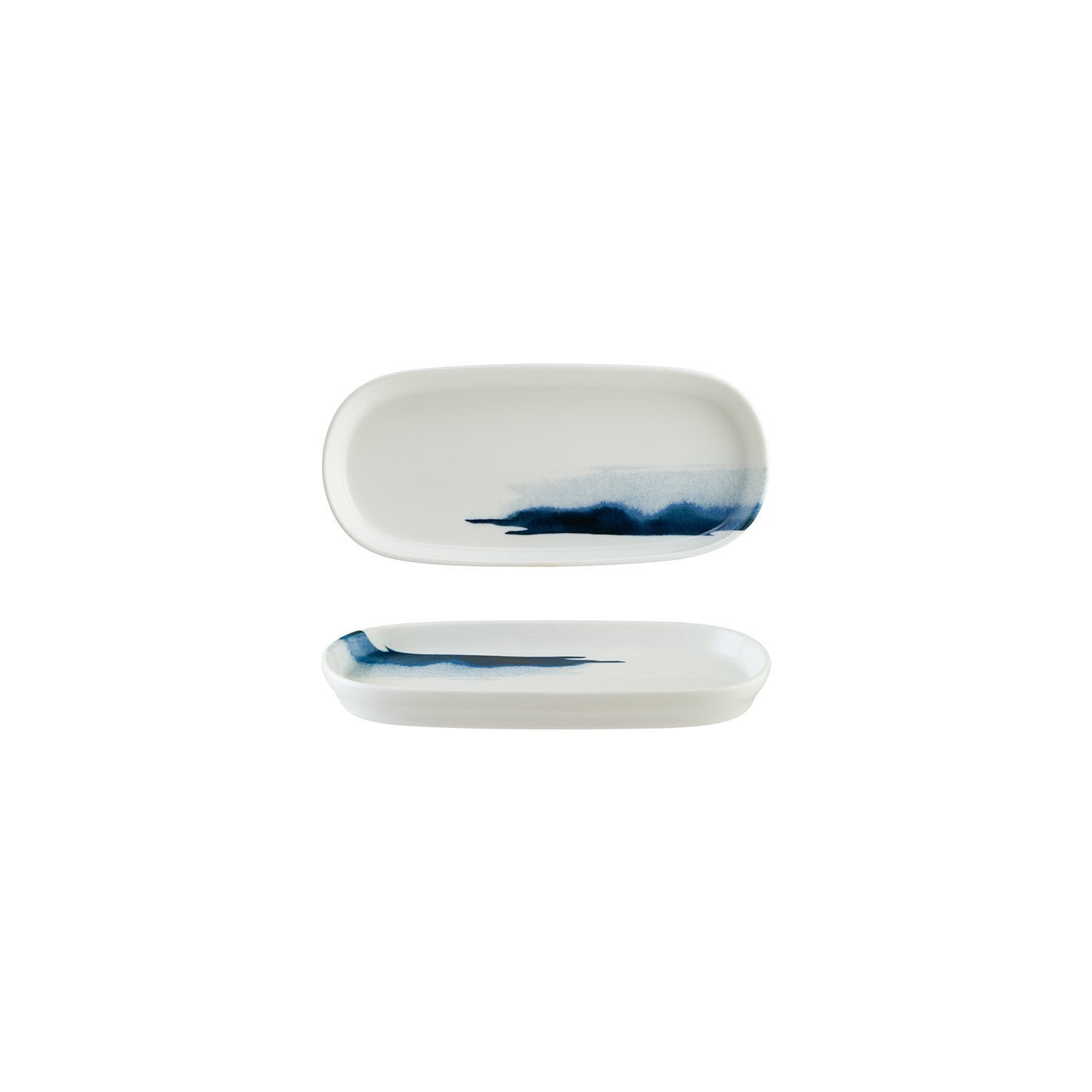 Blue Wave 8.5" x 4" x h:0.75" Oval Decorated Vitrified Platter