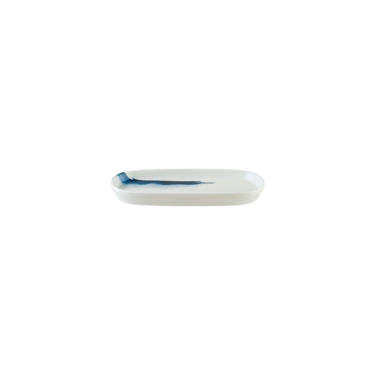 Blue Wave 8.5" x 4" x h:0.75" Oval Decorated Vitrified Platter