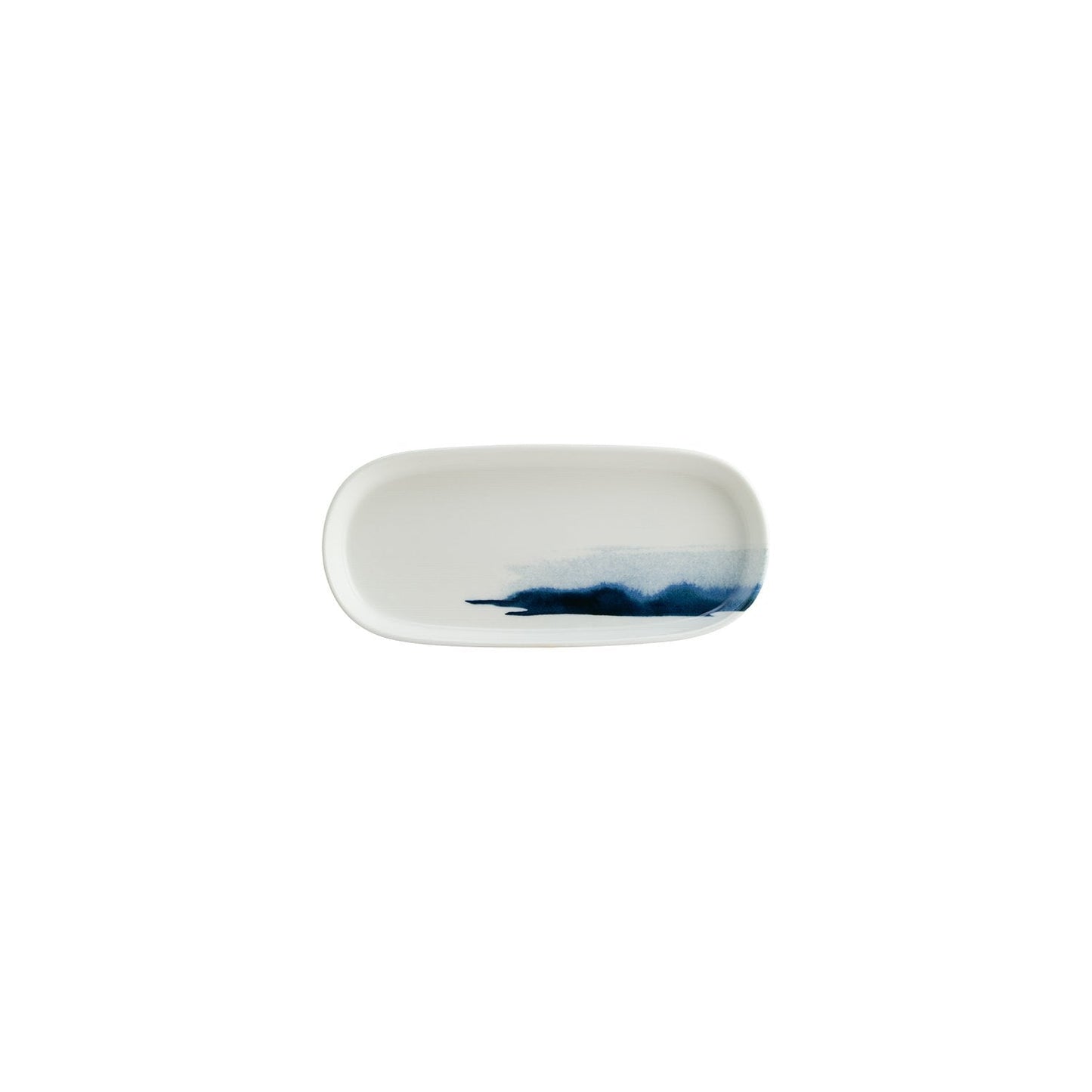 Porcelain Blue Wave 8.5" x 4" x h:0.75" Oval Decorated Porcelain Platter - Case Pack: 12