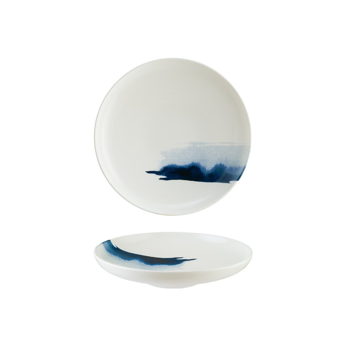 Turgla Vitrified Blue Wave dia.9.75" h:2" Round Decorated Vitrified Deep Plate - Case Pack: 6