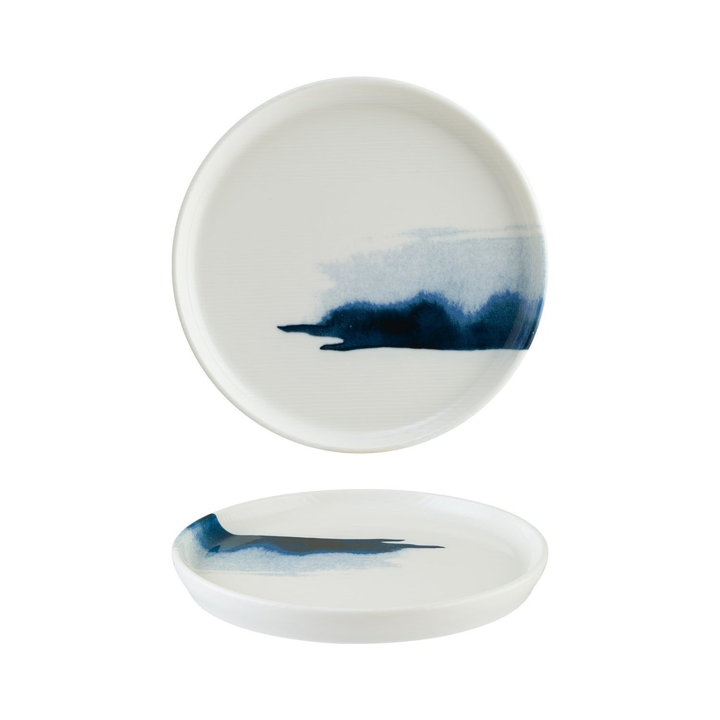 Turgla Vitrified Blue Wave dia.11" Round Decorated Vitrified Plate - Case Pack: 6