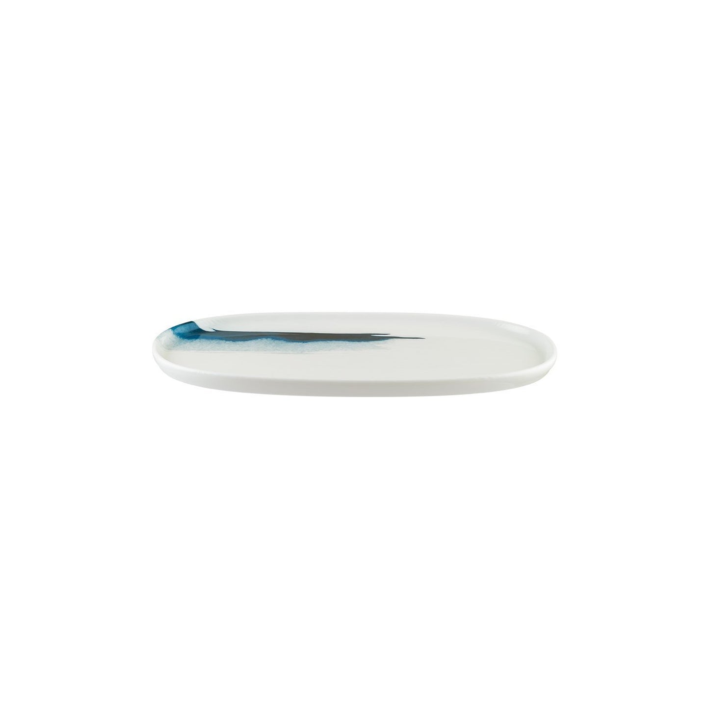 Turgla Vitrified Blue Wave 12" x 6.25" x h:0.75" Oval Decorated Vitrified Platter - Case Pack: 6