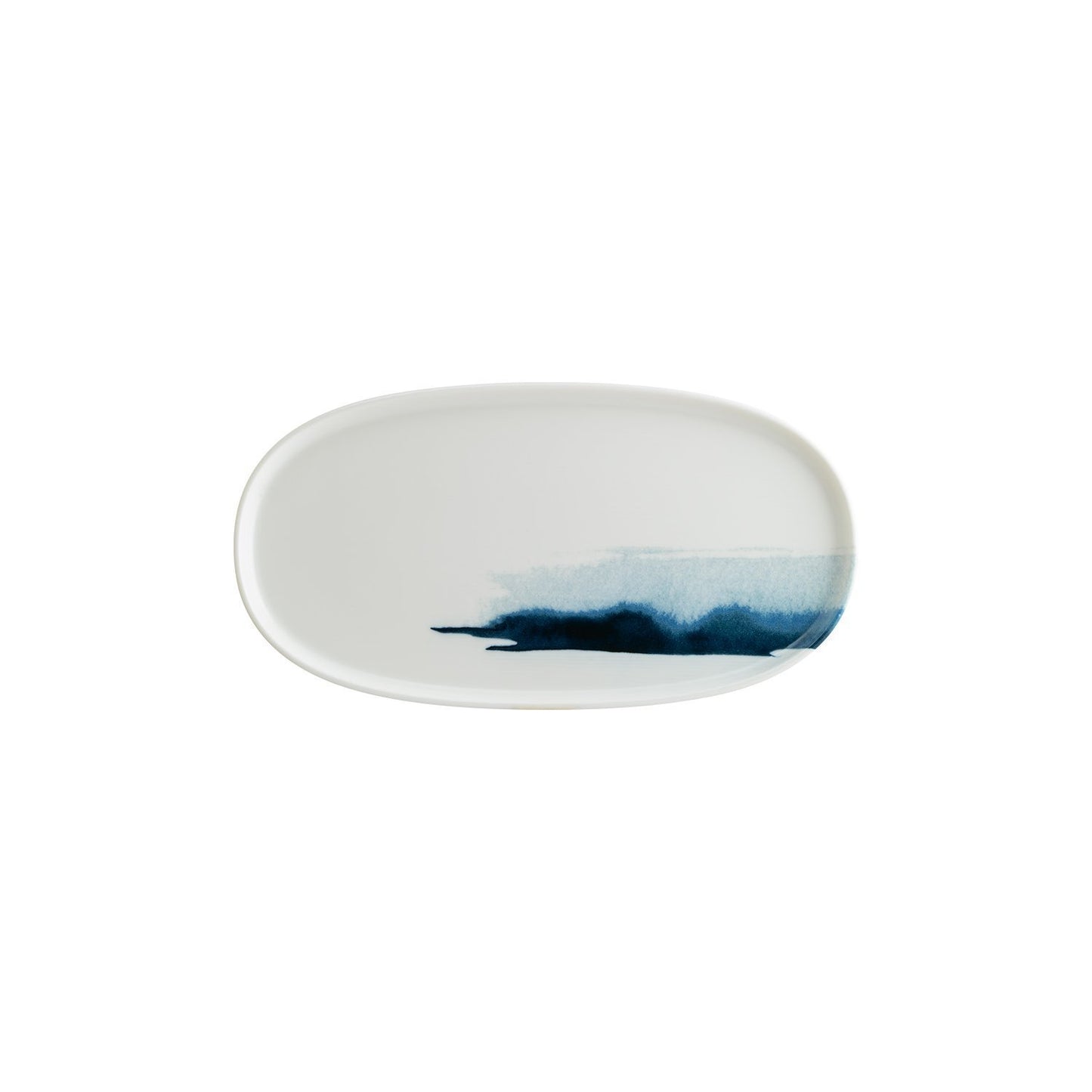 Turgla Vitrified Blue Wave 12" x 6.25" x h:0.75" Oval Decorated Vitrified Platter - Case Pack: 6