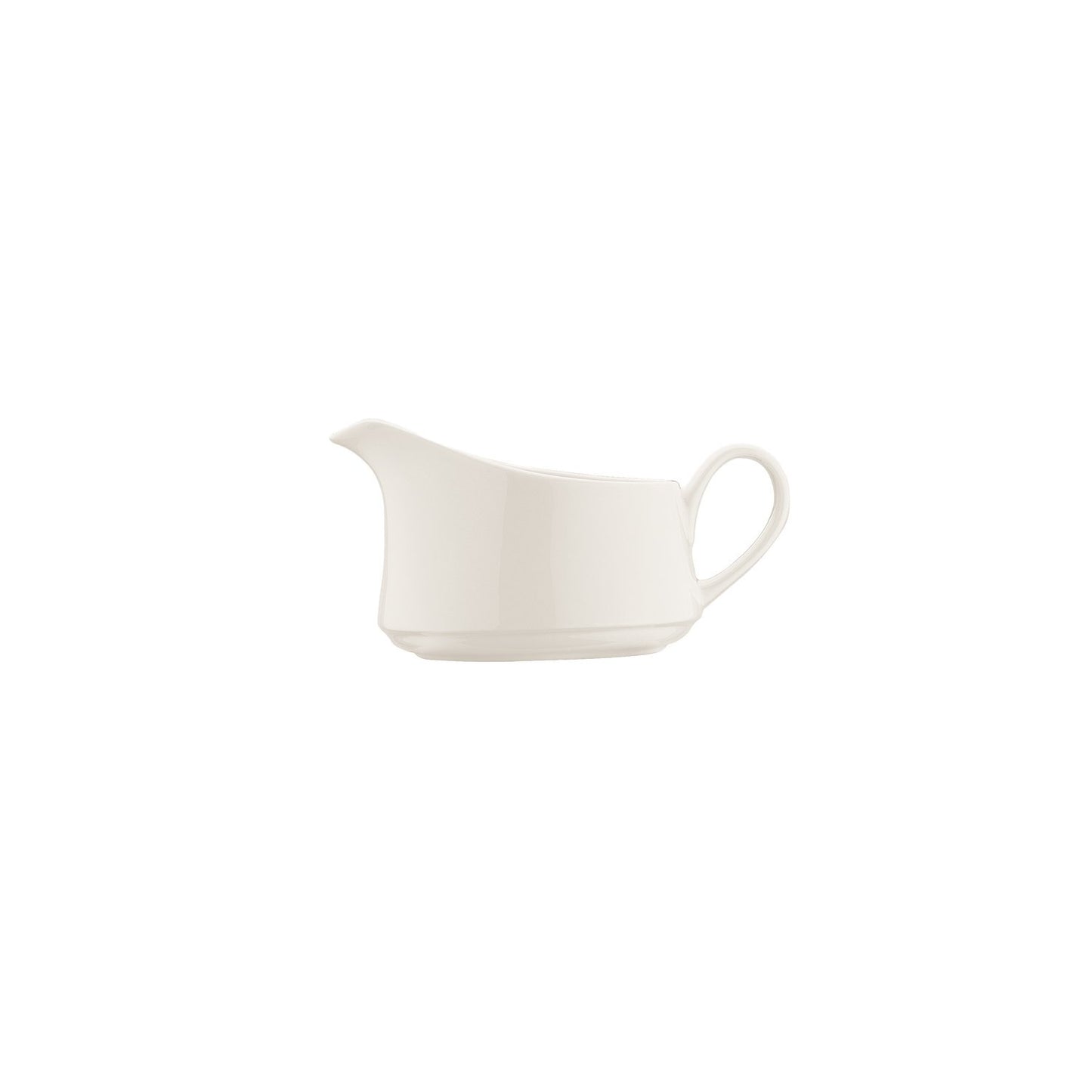 Banquet dia.6.25" h:3.25" 9 oz. Round Warm White Vitrified Sauce Boat