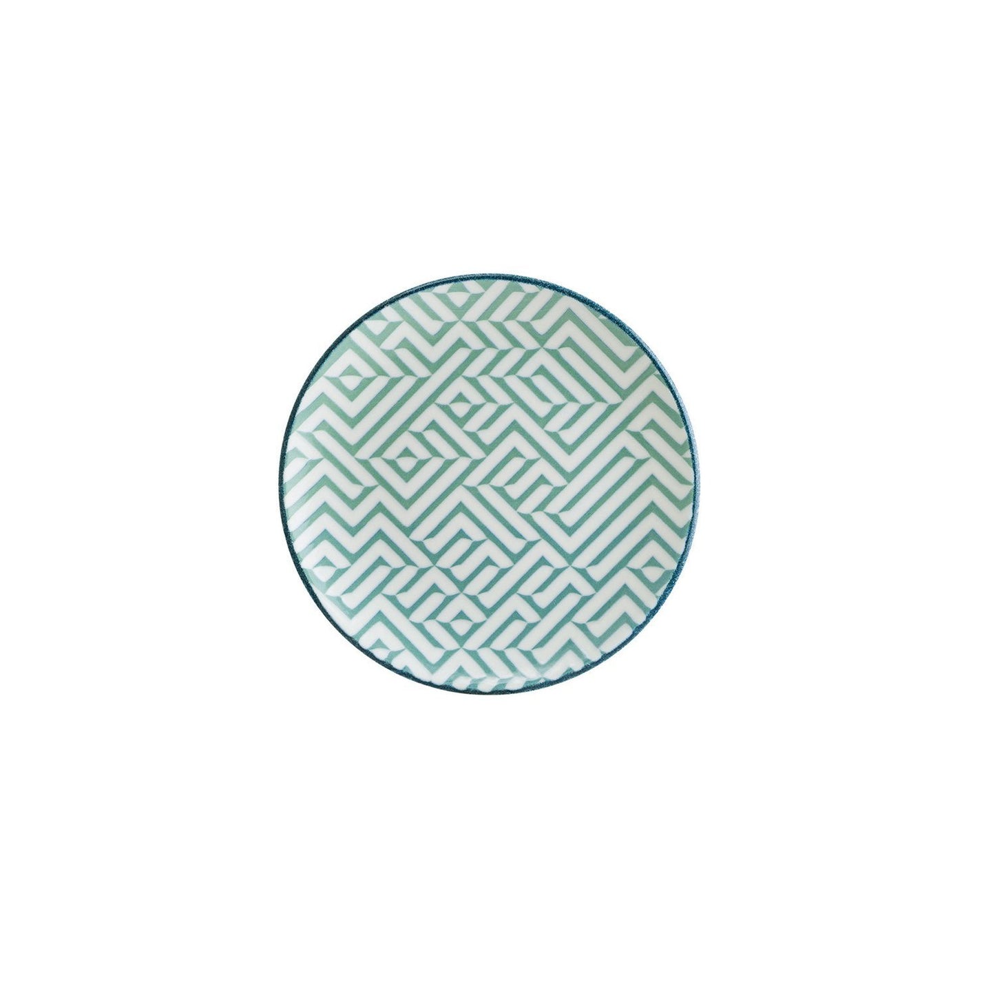 Turgla Vitrified Chevron dia.7.5" Round Decorated Vitrified Plate - Case Pack: 12