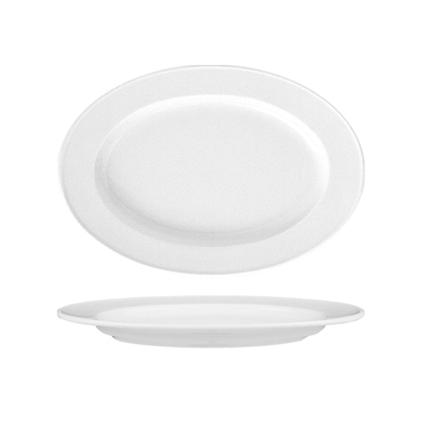 Porcelain Delta 9.5" x 6.75" x h:1" Oval White Porcelain Platter - Case Pack:6