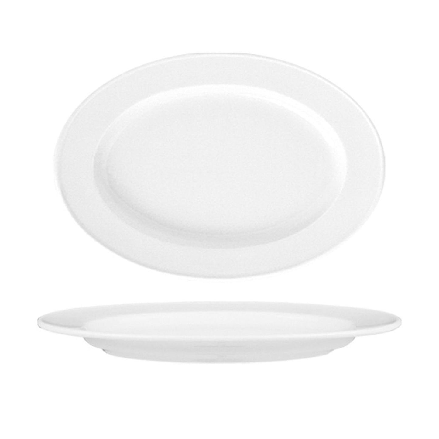 Porcelain Delta 11" x 7" x h:1" Oval White Porcelain Platter - Case Pack:6