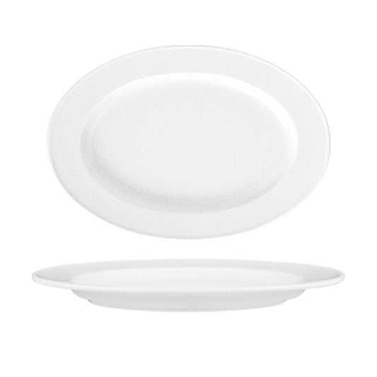 Porcelain Delta 11" x 7" x h:1" Oval White Porcelain Platter - Case Pack:6