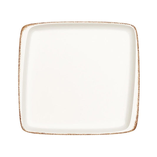 Turgla Vitrified Retro 8.5" x 8" Square Decorated Vitrified Plate - Case Pack: 12